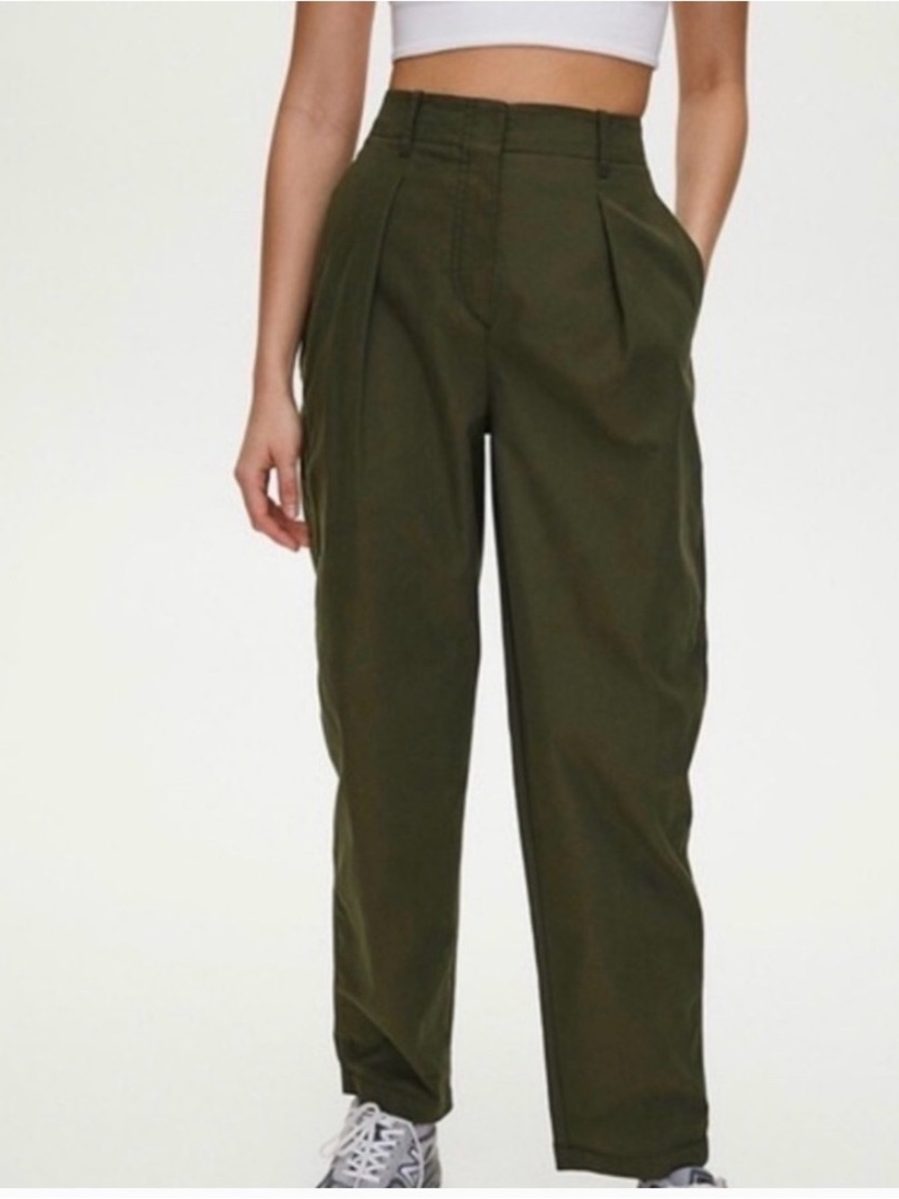 Wilfred Free Day Off Khaki High Waisted Pleated Barrel Cuff Ankle Pants